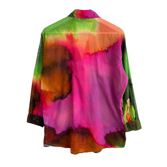 Dries Van Noten Clavelly Watercolor Print Collared Cotton Button Shirt Size 40 - Picture 5 of 11